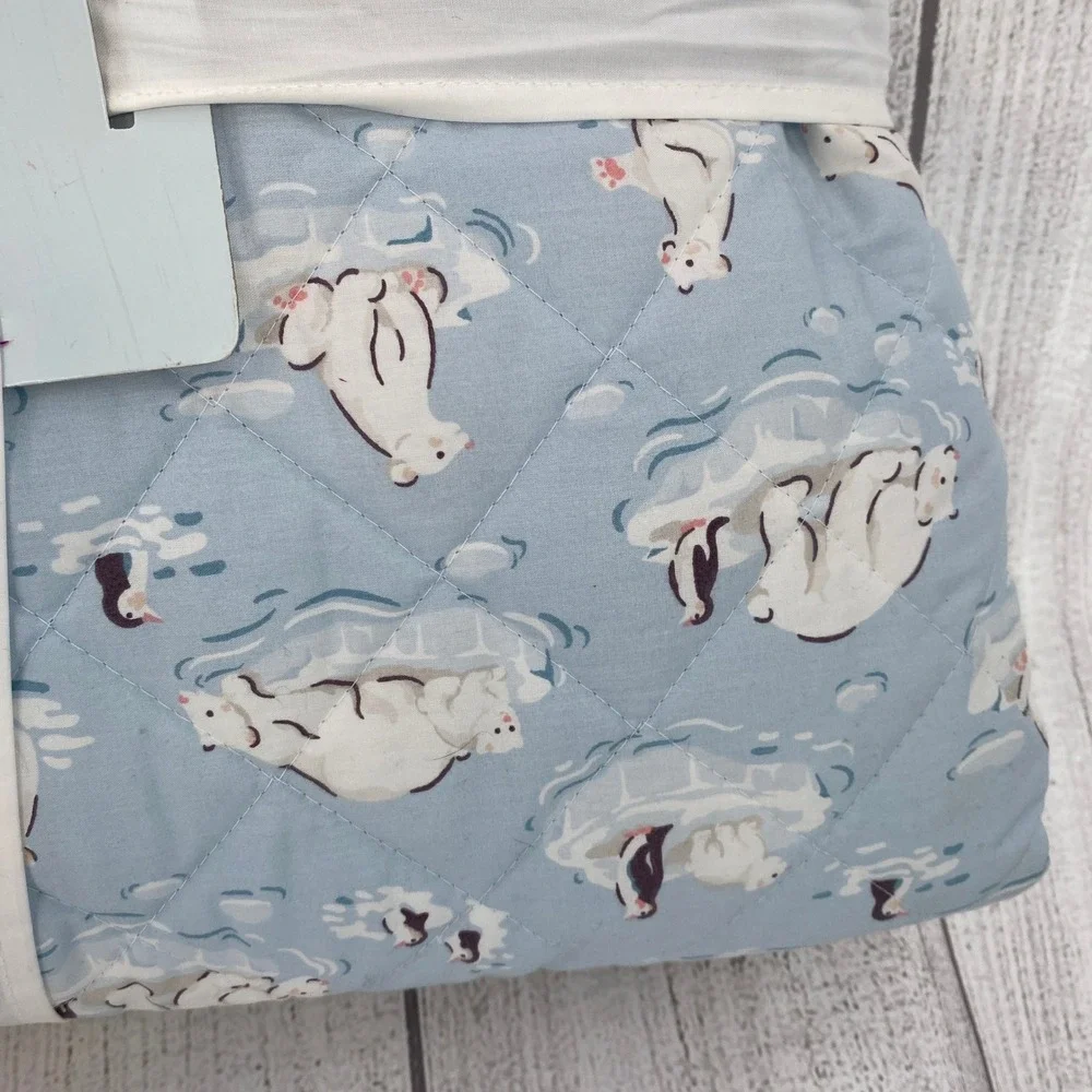 Cath Kidston Polar Ice Quilt Queen Blue Polar Bear Penguin Cotton Percale Winter